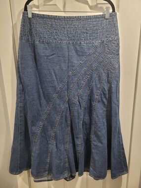Vintage Jessica Sport Cotton Blue Denim Flared Skirt Size 12